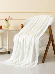 1 chiếc chăn đan màu trắng, hình chữ nhật, vỏ bọc ghế sofa acrylic phong cách Bắc Âu tối giản, chăn thư giãn cho phòng ngủ - trắng - Xem 2