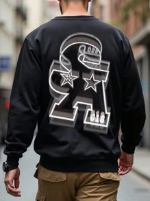 1pc Men's Fashionable Casual Street Wear Letter Print Fleece Crew Neck Sweatshirt, Autumn/Winter