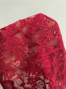 INAWLY Plus Size Sexy Lace Backless Halter Top, Summer - Burgundy - View 8