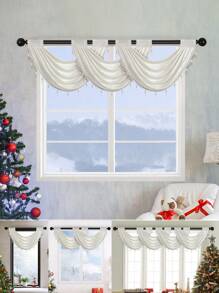 1 件米色蕾丝边窗帘，欧式简约风格帷幔，简约设计适合活动、派对、客厅和卧室窗户/门装饰，适合节日 - 白色 - 查看 2