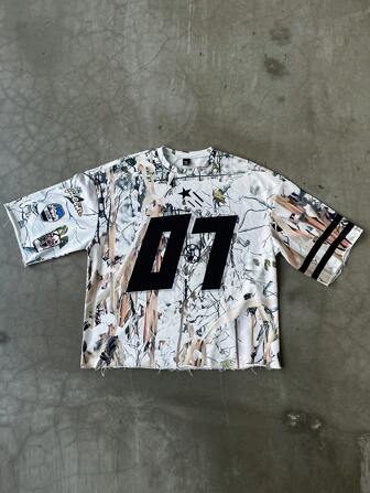 Manfinity Sporsity 男士圆领短袖数字印花简约休闲 T 恤