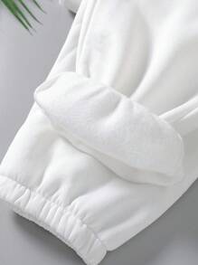 SHEIN Explorewe 2pcs Tween Girl 2024 Autumn/Winter Basic Heart Print Hoodie Sweatpants School Sports Casual Outfit - Multicolor - View 3