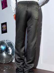 Manfinity VCAY Men's Woven Fashion Casual Loose Elastic Waist Suit Pants, Young Everyday Wear