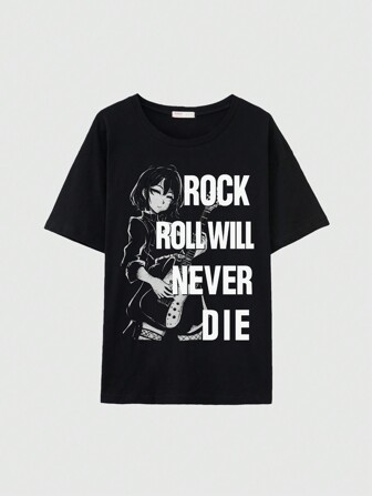 Grunge Punk Maglietta a maniche corte oversize con slogan di stile punk, streetwear e rock, unisex