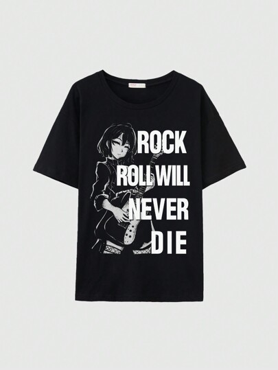 Grunge Punk Maglietta a maniche corte oversize con slogan di stile punk, streetwear e rock, unisex
