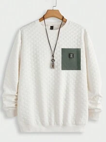 Manfinity RelaxMax Chándal informal de hombre con sudadera de cuello redondo de manga larga con estampado de letras y pantalón cargo, otoño