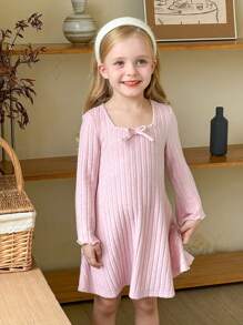 Młoda dziewczyna, 1 szt., modna i śliczna rozkloszowana aksamitna sukienka z kwadratowym dekoltem, sukienka w kształcie litery A, elegancka sukienka z długim rękawem, na przyjęcie urodzinowe, wakacje, idealna do noszenia na co dzień i do szkoły jesienią i zimą, na Boże Narodzenie, dla mamy i córki, dla siostry i mnie.