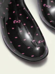 Cuccoo Women Minimalist All-Over Print Metal Decor Rain Boots, Casual For Daily Wear Black For Christmas And New Year Holiday Vibe Fall And Winter - Black - View 7