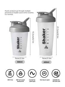 1 件装蛋白质摇瓶运动瓶蛋白质摇杯，适用于锻炼前后，健身房搅拌瓶，带不锈钢球 - 灰色 - 查看 4