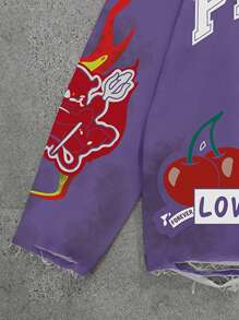 PAVTROS Sudadera con capucha sencilla con estampado de letras para hombre, uso casual diario - Morado - Ver 3