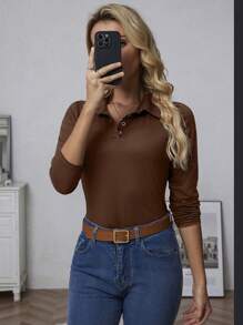 INAWLY Women Casual Commuting Long Sleeve Slim Fit T-Shirt, Autumn