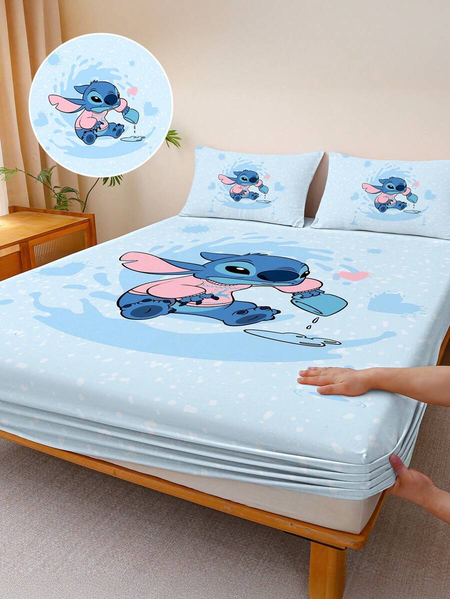 1pc Stitch Fitted Sheet, Matress Cover, Lilo & Stitch, Christmas
