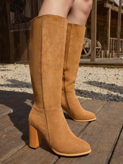 Styleloop Nuevas botas de estilo europeo y americano para mujer en otoño, con tacones gruesos, suelas antideslizantes y duraderas, y diseño suave y cómodo