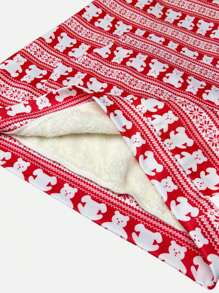 2pcs/Set Teen Girls Thermal Lined Hoodie & Leggings - Red and White - View 8