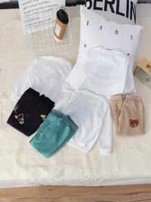 Juego de 6 piezas de ropa deportiva casual para niños pequeños con estampados de oso, dinosaurio y excavadora de dibujos animados, que incluye sudadera y pantalones, adecuado para uso diario, escuela, viajes, deportes, primavera y otoño
