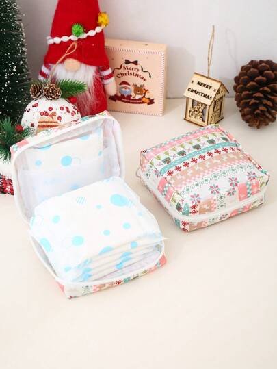1 件便携式卫生巾收纳袋，拉链牛津布月经垫袋，时尚实用的多功能旅行收纳袋 - 非常适合洗漱用品、卫生巾、口红袋、零钱包、便携式收纳袋、女孩女士旅行洗漱包以及青少年女孩女士化妆品、返校、办公室和学校用品、圣诞节礼物、新年礼物圣诞节节日礼物、波西米亚风