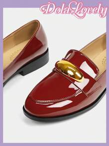 Dola Lovely Women's Fashion Versatile Casual Flat Shoes With Metal Decoration For Christmas And New Year Holiday Vibe Fall And Winter