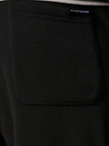 SUMWON Regular Fit Overhead Hoodie & 90s Fit Jogger With Piping 2 Piece Set - Black - View 7