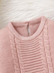 SHEIN 2pcs/Set Newborn Baby Blue Solid Color Fashion Casual Cute Soft Comfortable Korean Style Matching Long Sleeve Sweater And Pants Outfit, Suitable For Home, Daily Outing, Outer Wear, Autumn/Winter