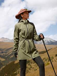 In My Nature 女士秋季休闲日常抽绳腰部拉链开衫连帽户外夹克