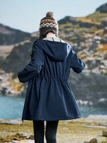 In My Nature sweat-shirt à capuche zippé sur le devant de couleur unie pour femmes, porté quotidien et décontracté
