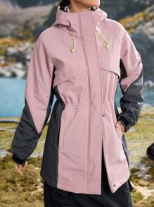 In My Nature 女士纯色撞色拉链前口袋简约长袖休闲上衣 - 淡紫色 - 查看 14