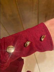 SHEIN Clasi Draped Collar Batwing Sleeve Tee Fall Cloth For Women - Burgundy - View 8