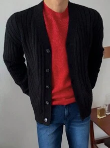 DAZY Men's Casual Christmas Red Crew Neck Sweater, Autumn/Winter Christmas