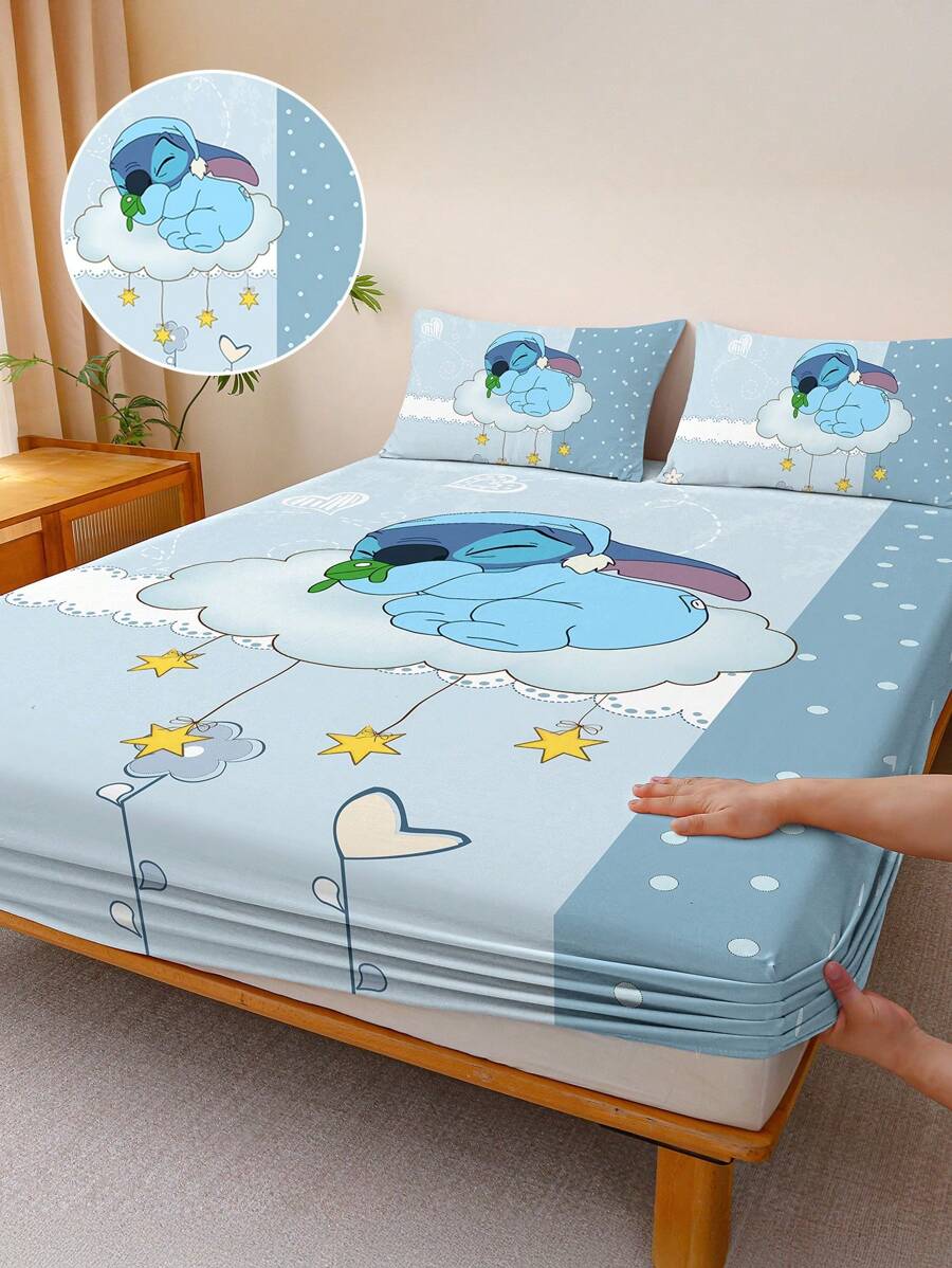 1pc Stitch Fitted Sheet, Matress Cover, Lilo & Stitch, Christmas
