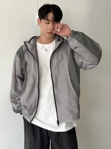 DAZY Chaqueta de hombre de otoño con diseño de color block en gris