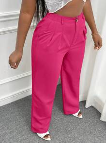 Slaydiva Pantalones rectos unicolor - Rosa Fucsia - Ver 6