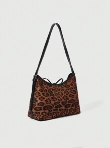 ROMWE Grunge Punk 1 chiếc túi đeo vai có sức chứa lớn họa tiết da báo trang trí nơ thời trang - Nhiều màu - Xem 2