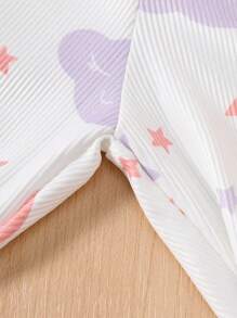 SHEIN 4 件套青少年女孩云朵和月亮图案舒适休闲睡衣套装 - 长裤和长袖 - 彩色 - 查看 5