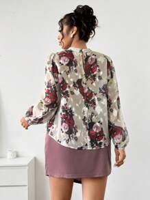 SHEIN Unity Bộ trang phục 2 món cỡ lớn - Áo choàng bằng vải voan mỏng bán trong suốt cổ đứng thanh lịch và váy ngắn dệt kim bó sát - Nhiều màu - Xem 2