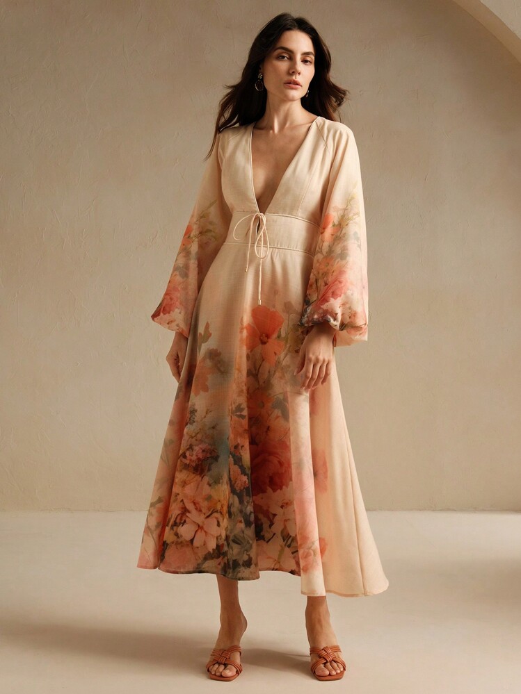 Anewsta 碎花长袖连衣裙，柔美浪漫，适合初秋度假 - 彩色 - 查看 7