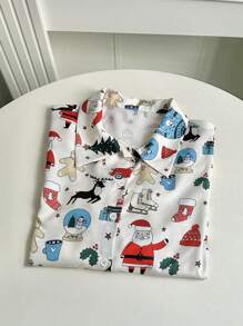 Chiquease 女士圣诞印花长袖纽扣衬衫 - 杏色 - 查看 3