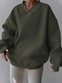 INAWLY Women Casual Solid Color Drop Shoulder Sweatshirt For Fall Season,Long Sleeve Tops Graduation,Back To School Outfits,Graduation,Teacher Outfits For Women,Back To School Pullover