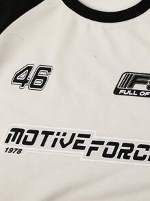 Manfinity Hypemode T-shirt da uomo con maniche a raglan, a blocchi di colore e grafica a lettere