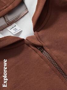 SHEIN 2pcs Set Tween Girls Soft & Cozy Hooded Sweatshirt, Minimalist Design, Unisex Sweatshirt Suitable For Casual City Outings, School, Daily Wear - Multicolor - View 7