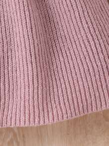 SHEIN Vintaside Kids Baby Girl Solid Color Turtleneck Long Sleeve Sweater Dress, Toddler Knit Winter Mauve, Pink, Autumn, Elegant Cute, Sweet, Family Matching Birthday - Dusty Pink - View 4