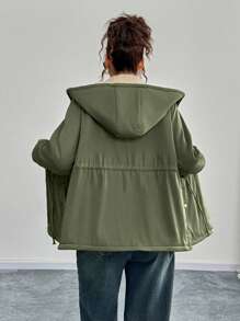 Calvaya Chaqueta con capucha y forro térmico informal de talla grande