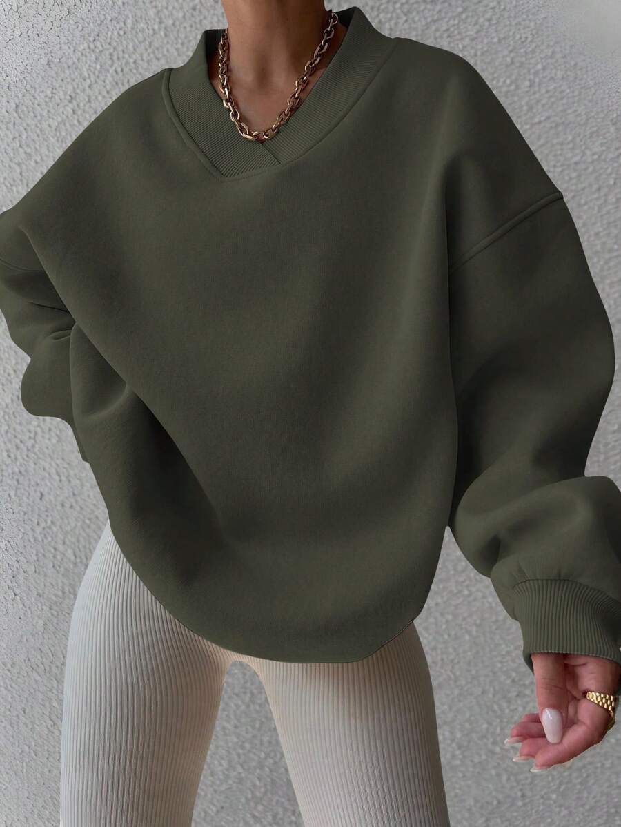 INAWLY Women Casual Solid Color Drop Shoulder Sweatshirt For Fall Season,Long Sleeve Tops Graduation,Back To School Outfits,Graduation,Teacher Outfits For Women,Back To School Pullover