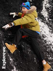 SHEIN Tween Boy 拼接长袖连帽休闲中长款毛领夹棉大衣