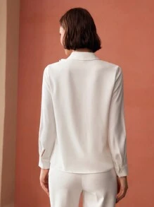 MOTF PREMIUM CONTRAST PIPING JABOT COLLAR SHIRT