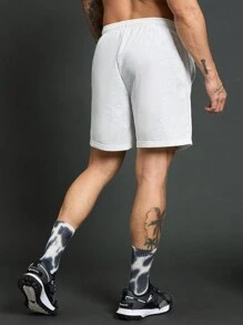 Gym Rark Shorts deportivos de cintura elástica con estampado de figura y letra, estilo novio, color gris - Gris - Ver 3