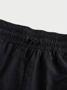 Gym Rark 男友风格男士纯色系带简约运动短裤，休闲日常穿着 - 黑色 - 查看 4