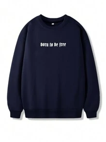 Manfinity EMRG Men's Round Neck Long Sleeve Casual Sweatshirt With Figure Print, Minimalist Design
