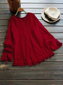 SHEIN LUNE 大码女式前开式粗针织纯色短款开衫夹克新年服装冬季 - 紅色 - 查看 2