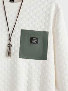 Manfinity RelaxMax Chándal informal de hombre con sudadera de cuello redondo de manga larga con estampado de letras y pantalón cargo, otoño