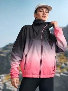 In My Nature Áo khoác cơ bản ngoài trời giản dị có khóa kéo màu gradient dành cho nữ có túi - Hồng - Xem 7